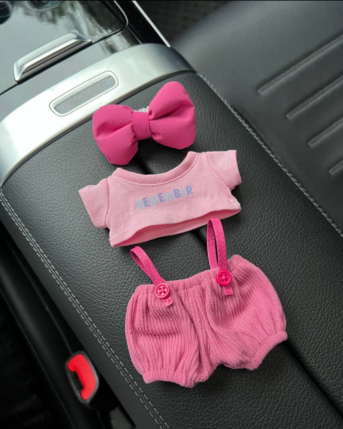 Labubu Pink Outfit Set – Cute Plush Hat + Suspender Pants